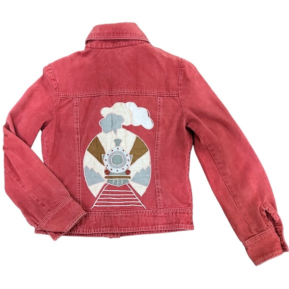 Roncelli Vintage 1970s Novelty Train Appliqué Denim Jacket Top Wearable Art Sz S - Picture 3 of 16